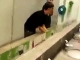 Dare to JO in a public restroom