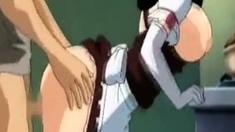 Busty hentai schoolgirl hard doggystyle poked