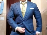 Str8 daddy jerking off in suit