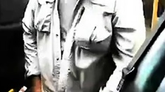 Mature beard dad jerks his cock by his truck outside