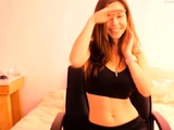 Busty babe playing with her big boobs