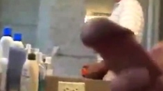 Daddy jerking in washroom