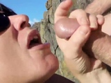 Mature beach blowjob