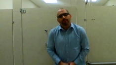 Jerking in a public restroom