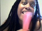 Nasty deep throat on the dildo