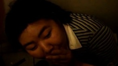 Chubby Asian Facial In Public Bathroom