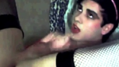 Cute Crossdresser Selffacial Cumshot