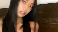 Shemale tranny enjoying solo masturbation