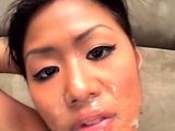 Asian blowjob and titty cumshot