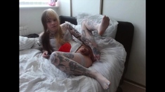 Big Tits Tranny Strokes her Big Cock