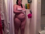 BBW With Big Ass and Tits Strips in Shower on Webcam