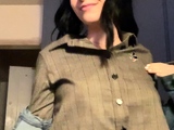 Amateur busty brunette masturbates and does hand job