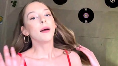 Blonde teen slut fucks pussy with toy
