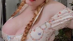 Big Boobed Blonde Masturbates With A Dildo In The Bathroom