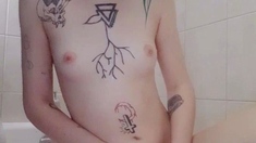 Small Tit Brunette Tattooed Teen Girlfriend Caught In Shower