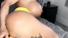 Masturbating loving babe solo toy plays with enthusiasm