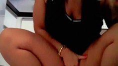 Busty brunette solo masturbation