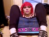 Emo Crossdresser Plays with Sex Toy on Webcam