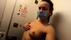 Naughty Blonde Solo In Plane Bathroom