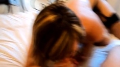 Amateur girlfriend handjob and blowjob with facial