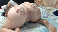 Monika Sweet masturbates her pussy and ass with toy