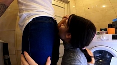 Big Cock Blowjob in the Guest Toilet by Amateur Teen Babe