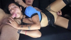 I suck his cock while he fucks my pussy with a dildo! I