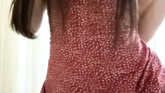 Brunette solo darling masturbating at home