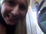 Blonde Drains Cock On A Bus