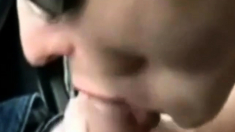 cum on mature mouth (car)