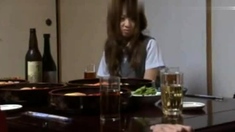 Japanese teen in school uniform shoved in her hairy quim