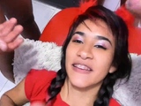 Latina Teen Gives Oral to Three Guys