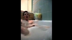 Twink jerking off in bathtub